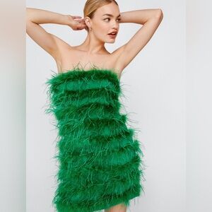 Feather Bandeau Mini Dress